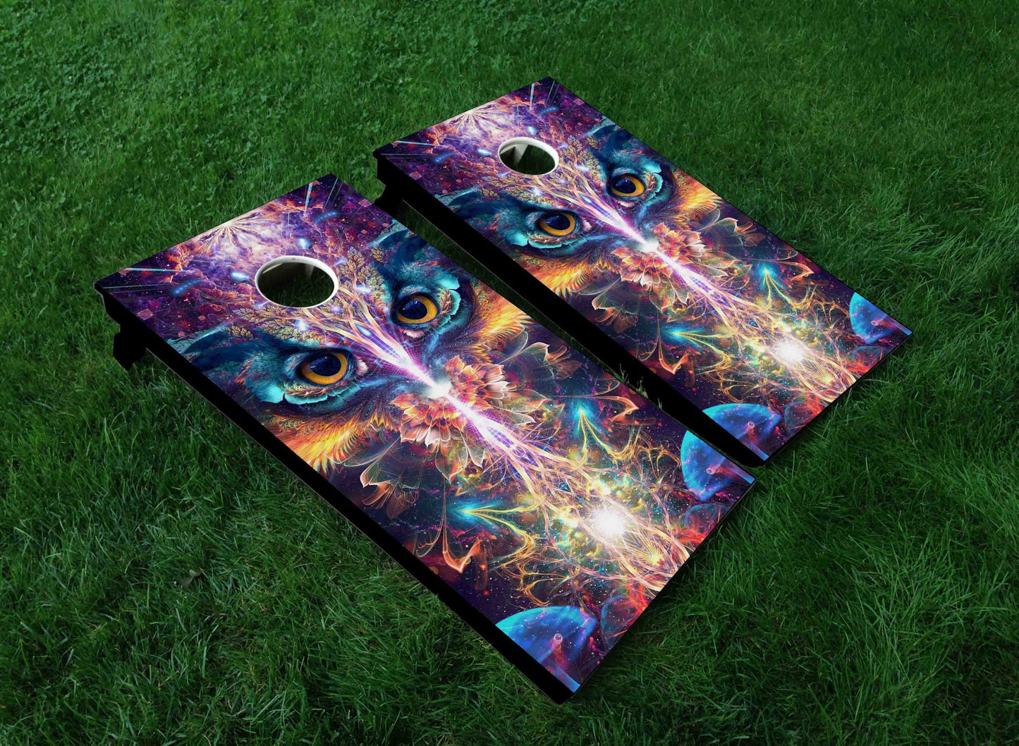 3D Galaxy Owl Cornhole Board