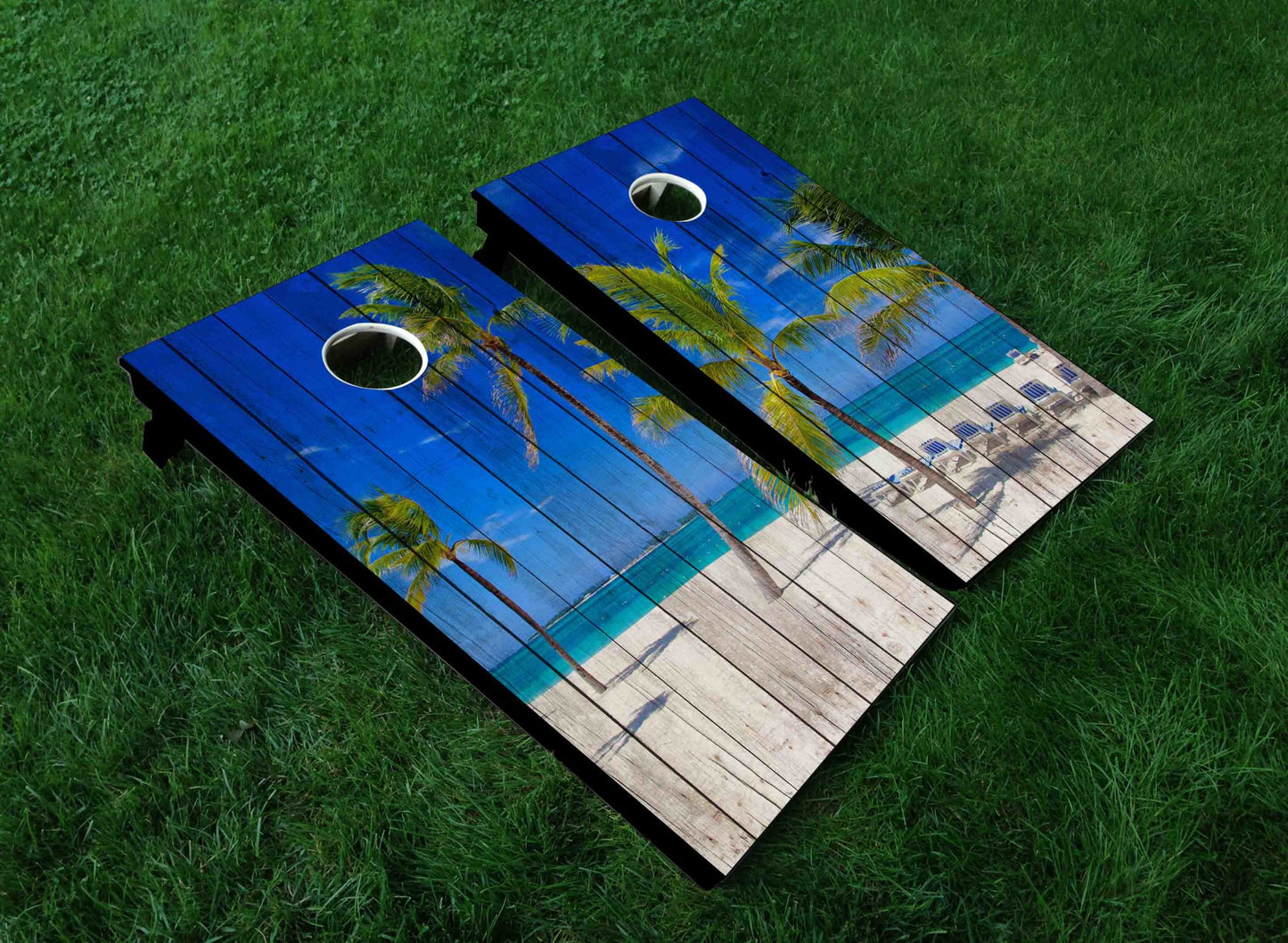 Palm Tree Beach Cornhole Board