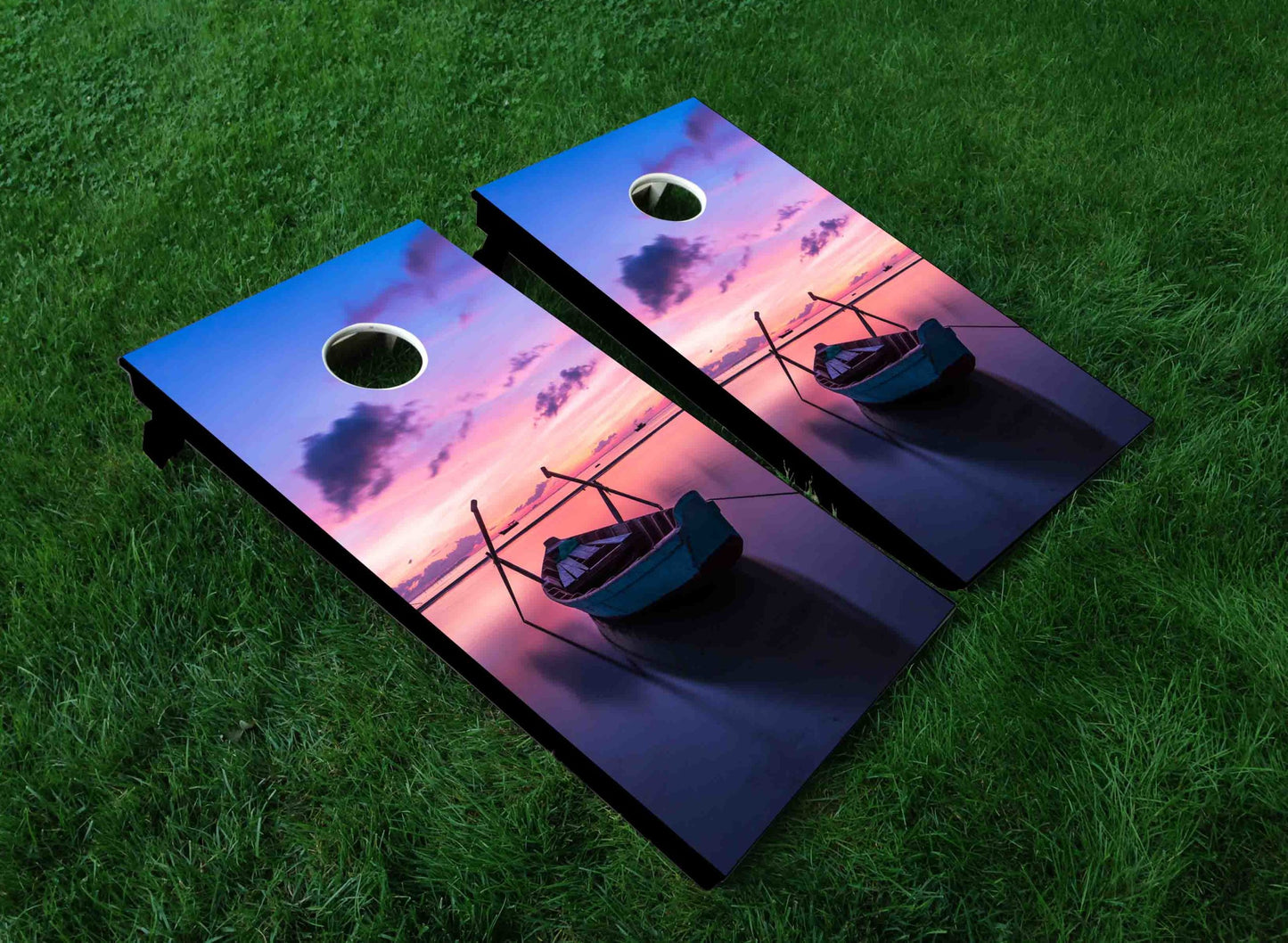 Rowboat With Sunset Cornhole Board