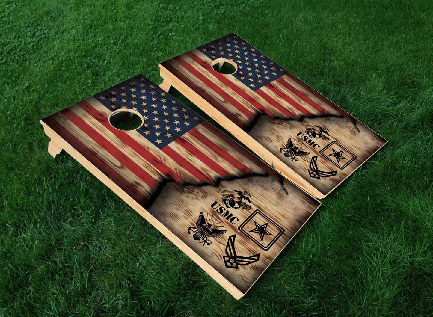 American Flag Military Support Cornhole Board