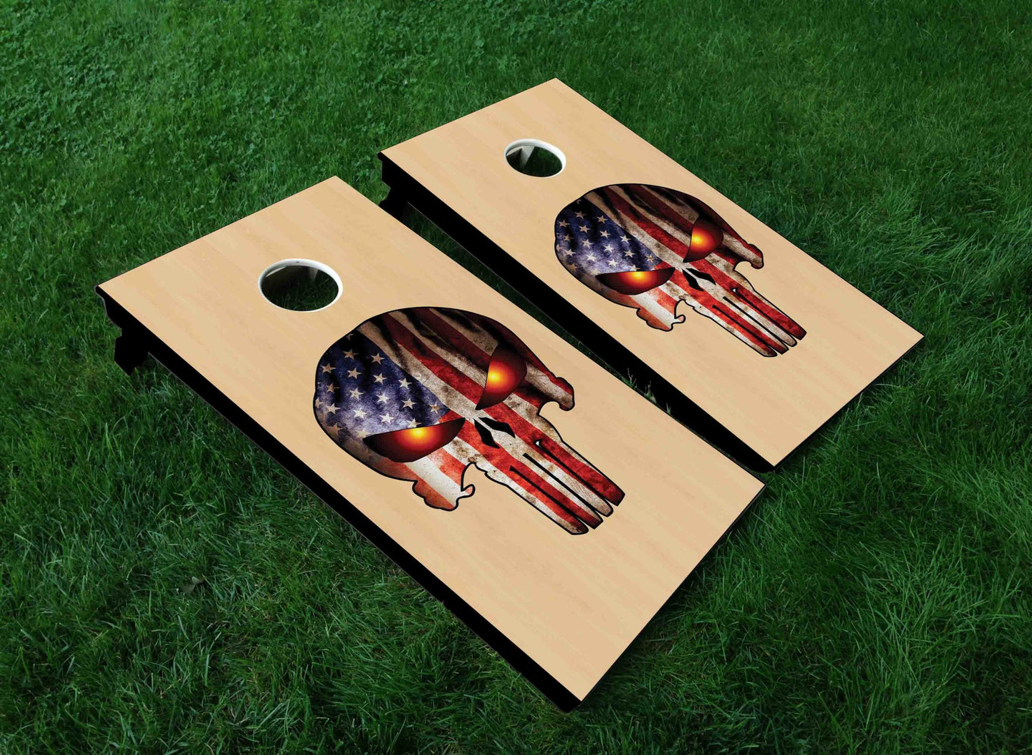 Skull Flag Light Cornhole Board