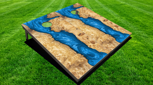 Dark Blue Epoxy looking  Cornhole Board