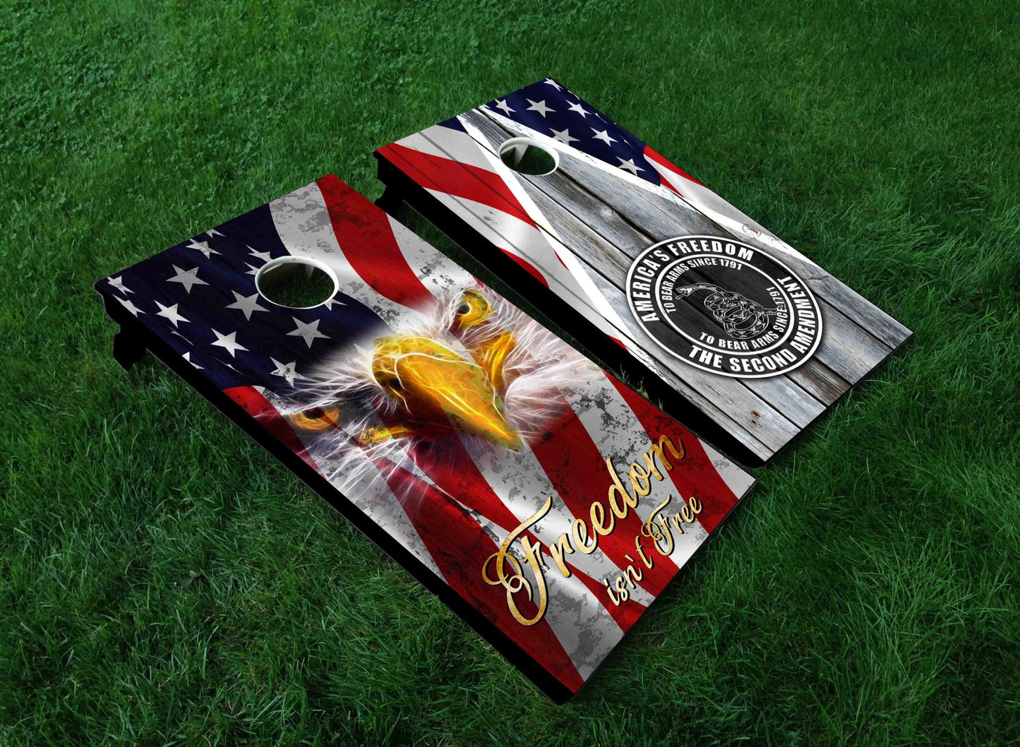 American Flag Second Amendment Cornhole Board