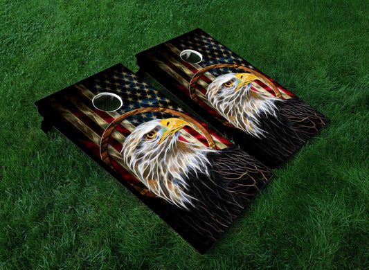 Eagle on American Flag Cornhole Board