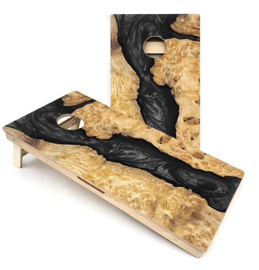 Black Epoxy Looking Cornhole Board
