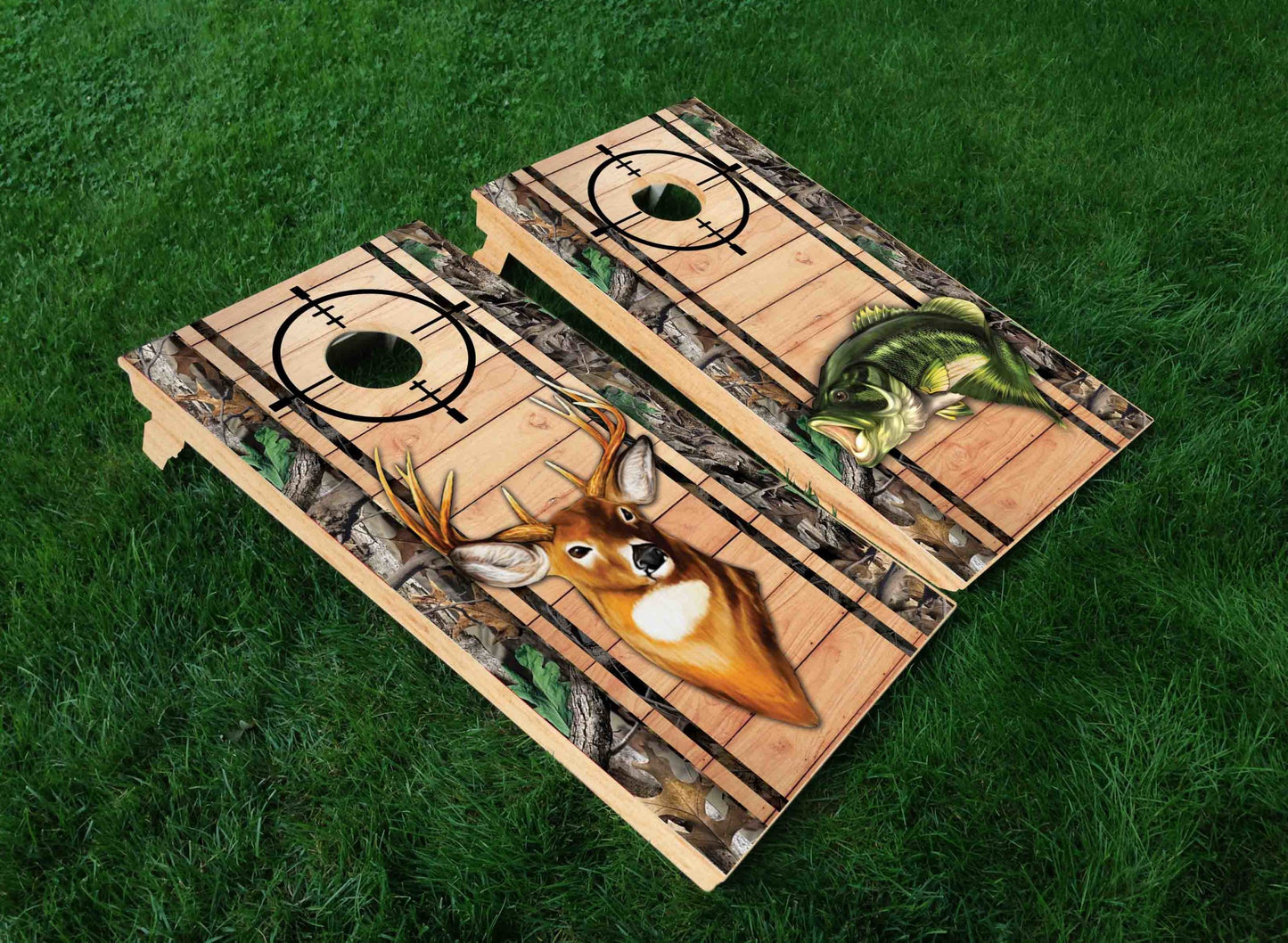 Deer and Fish Hunting Cornhole Board